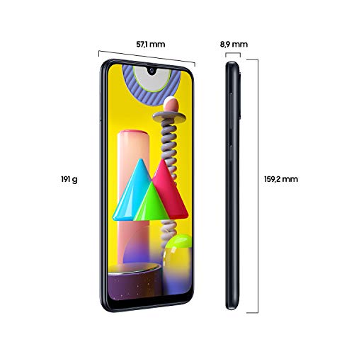 Samsung Galaxy M31 - Smartphone Dual SIM, pantalla de 6.4" AMOLED FHD+, Cámara 64 MP, 6 GB RAM, 64 GB ROM Ampliables, Batería 6000 mAh, Android, , Color Negro [Exclusiva Amazon]