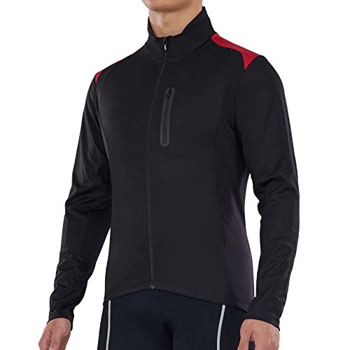 Santic Chaquetas Ciclismo Hombre Cortaviento Térmica a Prueba de Viento Invierno Otoño Negro Rojo