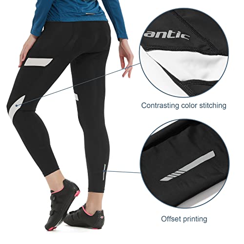 Santic Pantalones Ciclismo Mujer Pantalones Bicicleta Largos con Badana para Mujeres Negro EU M