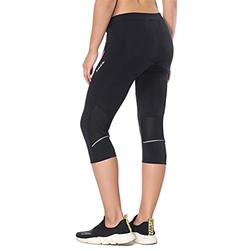 Santic Pantalones Cortos Ciclismo Mujer con Badana 3/4 Pantalon Bicicleta Mujer con Badana/Protecciones Rosa EU S