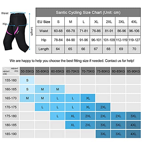 Santic Pantalones Cortos Ciclismo Mujer con Badana 3/4 Pantalon Bicicleta Mujer con Badana/Protecciones Rosa EU S