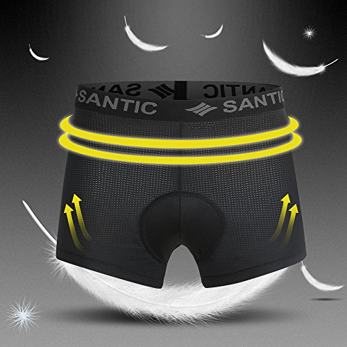 Santic Pantalones Cortos de Ciclismo para Hombre Ropa Interior Deportiva con 3D Gel Acolchado MTB Bicicleta Pantalones Cortos,Negro M