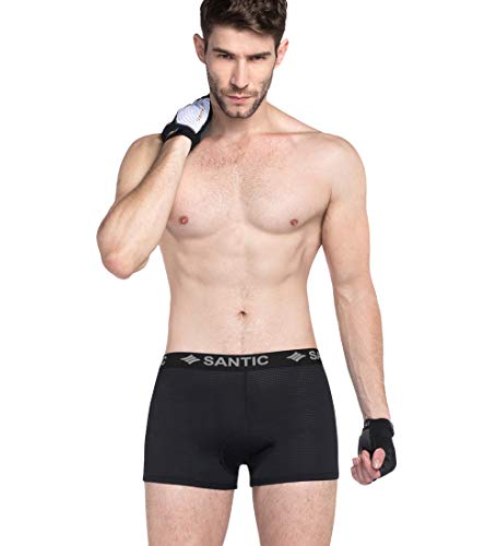 Santic Pantalones Cortos de Ciclismo para Hombre Ropa Interior Deportiva con 3D Gel Acolchado MTB Bicicleta Pantalones Cortos,Negro M