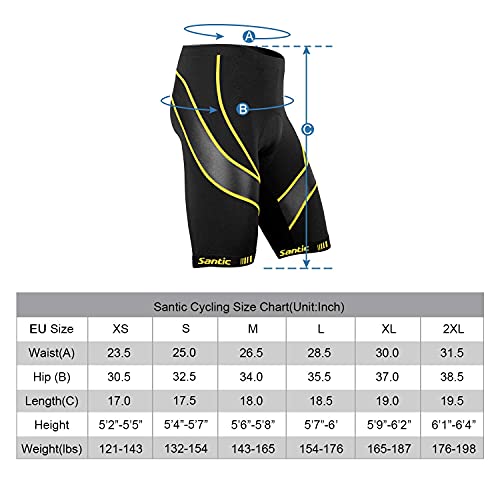 Santic Pantalones Cortos de Ciclismo para la Bicicleta con Badana con Acolchadito,con Almohadilla para Hombres Amarillo L