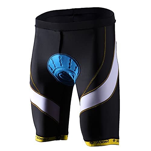 Santic Pantalones Cortos de Ciclismo para la Bicicleta con Badana con Acolchadito,con Almohadilla para Hombres Amarillo L