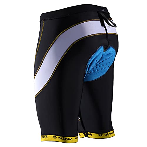 Santic Pantalones Cortos de Ciclismo para la Bicicleta con Badana con Acolchadito,con Almohadilla para Hombres Amarillo L