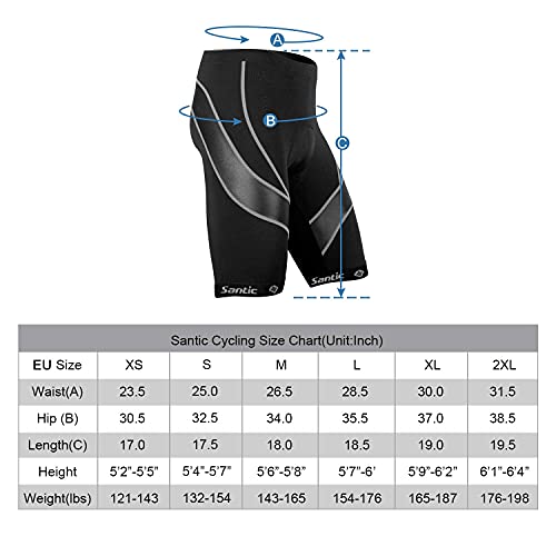 Santic Pantalones Cortos de Ciclismo para la Bicicleta con Badana con Acolchadito,con Almohadilla para Hombres Negro XL