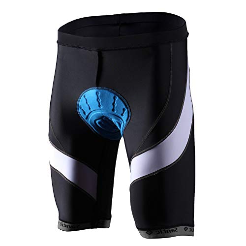 Santic Pantalones Cortos de Ciclismo para la Bicicleta con Badana con Acolchadito,con Almohadilla para Hombres Negro XL