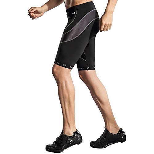 Santic Pantalones Cortos de Ciclismo para la Bicicleta con Badana con Acolchadito,con Almohadilla para Hombres Negro XL