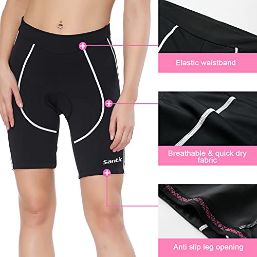 Santic Pantalones cortos de ciclismo para mujer acolchados pantalones cortos de ciclismo para mujer - Martha, blanco, M