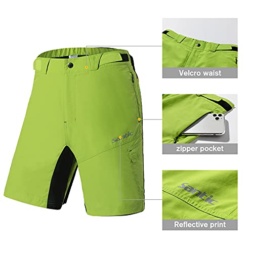 Santic Pantalones Cortos MTB Hombre Pantalones Cortos Ciclismo para Hombre Verde EU L