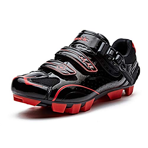 Santic Zapatillas Ciclismo MTB Zapatillas Bicicleta Montaña Hombre Zapatos Ciclismo Calzado Bicicleta Montaña Negro EU 39