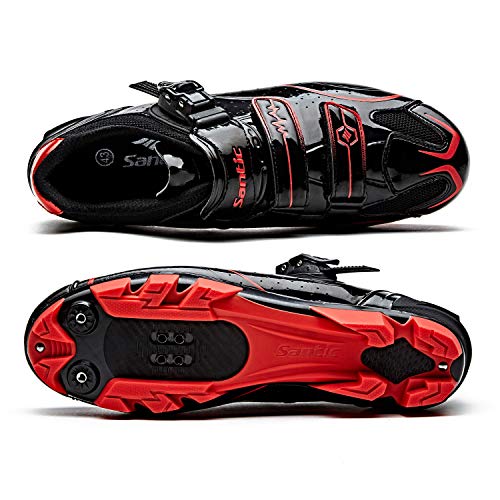 Santic Zapatillas Ciclismo MTB Zapatillas Bicicleta Montaña Hombre Zapatos Ciclismo Calzado Bicicleta Montaña Negro EU 39