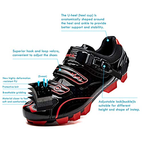 Santic Zapatillas Ciclismo MTB Zapatillas Bicicleta Montaña Hombre Zapatos Ciclismo Calzado Bicicleta Montaña Negro EU 39