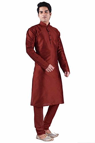 Sanwara Hombre sólido Kurta & Churidar Set - Rojo - L