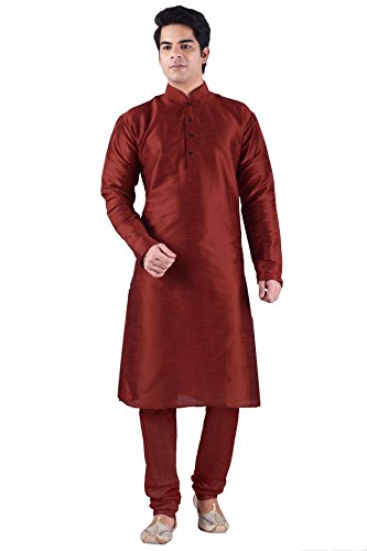 Sanwara Hombre sólido Kurta & Churidar Set - Rojo - L