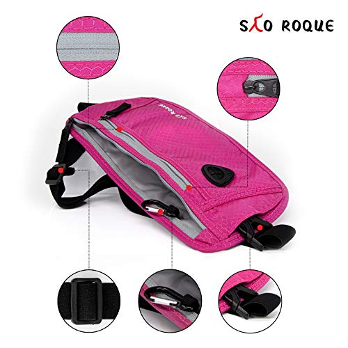 SAO ROQUE Cinturón de Viaje I Mujer Hombre Bolsa de Cintura I Riñonera Bolsa con RFID Bloqueo I Delgada, Impermeable I Billetera Antirrobo (Pink)