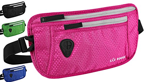 SAO ROQUE Cinturón de Viaje I Mujer Hombre Bolsa de Cintura I Riñonera Bolsa con RFID Bloqueo I Delgada, Impermeable I Billetera Antirrobo (Pink)