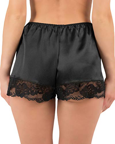 Satini Calzoncillos de Raso francés de Lujo Bragas Ropa Interior (Negro, L)