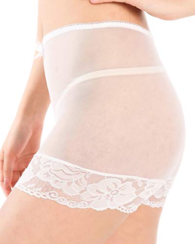 Satini Nylon de Lujo Pura Ropa Interior Bragas francesas (Blanco, XL)