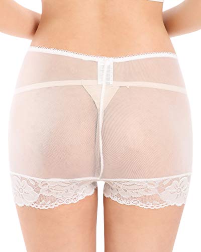 Satini Nylon de Lujo Pura Ropa Interior Bragas francesas (Blanco, XL)