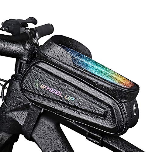 Sawpy Bolsa Para Cuadro de Bicicleta, Bolsa Impermeable Para Bicicleta, Bolsa Para Teléfono Inteligente de 7 Pulgadas, Bolsas Para Manillar MTB Para Bicicleta con Orificio Para Auriculares