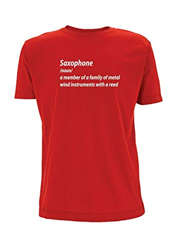 Saxofón Significado T Shirt Mens Top Sax Músico Músico Instrumento Viento Banda Swing Instrumento Jive Rojo rosso XL