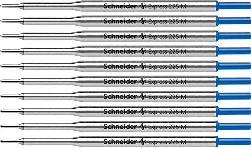 Schneider Express 225 M - Recambio para bolígrafo de punta de bola (10 unidades, trazo medio), color azul