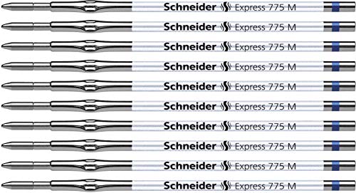 Schneider Express 775 - Repuesto para bolígrafo (grosor de escritura M, indeleble conforme a ISO 12757-2 H), color azul (10 unidades)