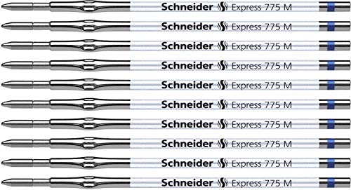 Schneider Express 775 - Repuesto para bolígrafo (grosor de escritura M, indeleble conforme a ISO 12757-2 H), color azul (10 unidades)