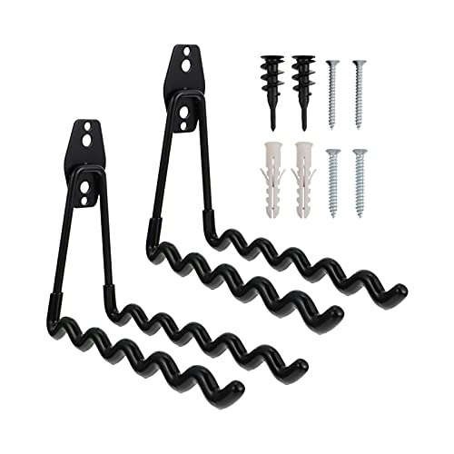 Scicalife 2Pcs Garage Wavy Hooks Heavy Duty Bike Storage Hooks Metal Tool Hangers Utility Hooks for Garage Garden Tools Organizer Ladders Black