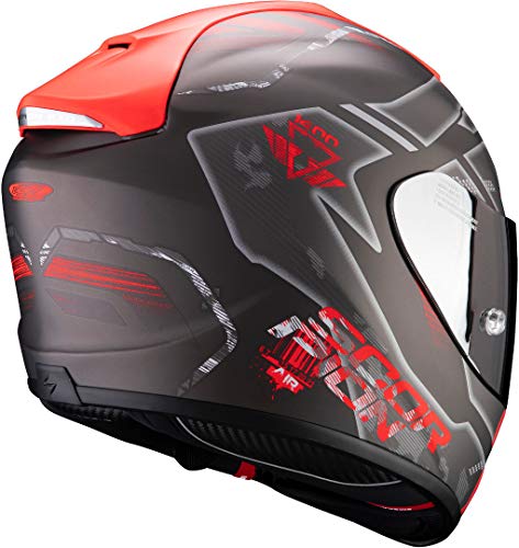 Scorpion Casco de moto EXO-1400 AIR SPATIUM Matt Silver-Red, Negro/Rojo, XL