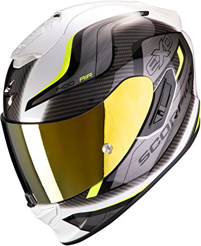 Scorpion NC Casco per Moto, Hombre, Blanco/Amarillo, M