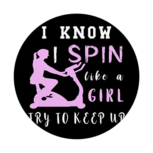 Sé que gire como una chica gimnasio Spinning clase bicicleta de ciclismo PopSockets PopGrip Intercambiable