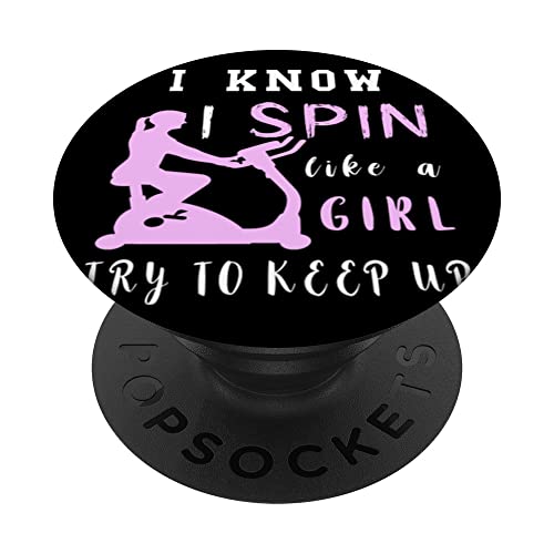 Sé que gire como una chica gimnasio Spinning clase bicicleta de ciclismo PopSockets PopGrip Intercambiable