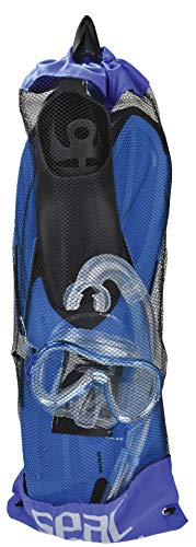 SEAC Set Spinta Conjunto de Snorkeling con máscara de Buceo, Snorkel y Aletas, niños, Adultos Unisex, Azul, 44/45