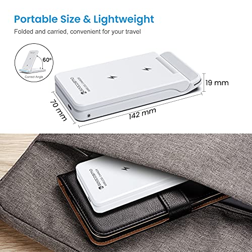 seacsomo Cargador Inalámbrico 3 en 1 Compatible con iPhone(7.5W) y QI móvil Samsung/Huawei(15W), Solo para iWatch(2.5W) y Airpods Pro/2/1(2.0W), Base de Cargador inductiva [con Adaptador QC 3.0]