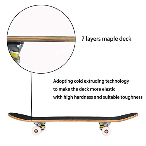 Seasonland Tabla de skate de 7 capas de 78,7 x 20,3 cm, tabla de skate completa de madera de arce para adolescentes, adultos, principiantes, niñas y niños (universo)