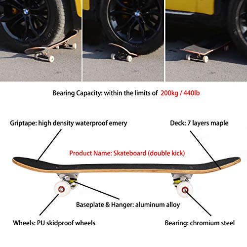 Seasonland Tabla de skate de 7 capas de 78,7 x 20,3 cm, tabla de skate completa de madera de arce para adolescentes, adultos, principiantes, niñas y niños (universo)