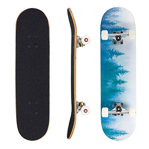 Seasonland Tabla de skate de 7 capas de 78,7 x 20,3 cm, tabla de skate completa de madera de arce para adolescentes, adultos, principiantes, niñas y niños (universo)