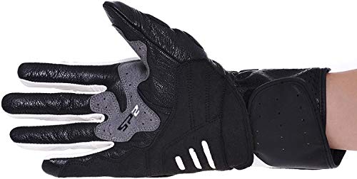 Seibertron Cuero SP2 SP-2 Hombres On-Road Guantes de Moto de Cuero Genuino Motocross Motobike Carreras de Motos Guantes Deportivos (Blanco, L)