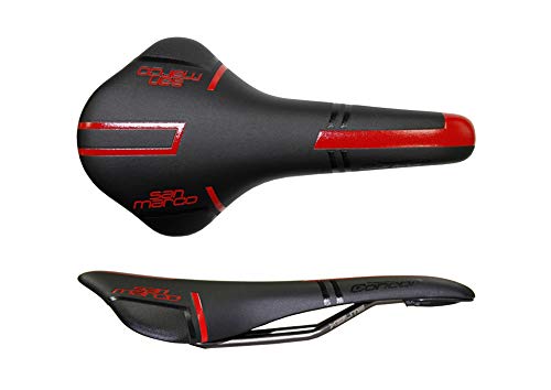 Selle San Marco Concor Racing Sillín, 144 mm, Negro y Rojo