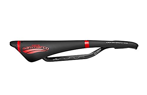 Selle San Marco Mantra Open Fit Carbon FX Sillín, Unisex, Negro/Rojo, Wide (L2)