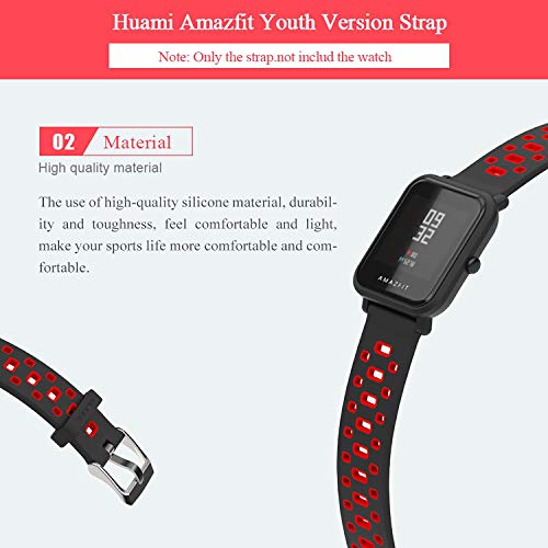 SenMore Correa para Amazfit Bip Younth - 20mm Silicona Pulsera Impermeable Correas de Repuesto para Galaxy Watch 42mm, Gear S2 Classic, Huami Amazfit Bip (20MM, 2PCS Sport M)