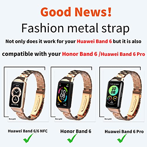 SenMore ​Correa para Huawei Band 6 / Honor Band 6, Pulsera Acero Inoxidable Metal Replacement Band para Huawei Band 6 / Honor Band 6 Correa（No Host）