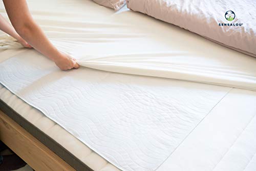 Sensalou Funda de Colchón - Sábanas Impermeables y Lavable - Cuna Transpirable, Protector de Cama con Lana Absorbente - Capa Base Impermeable para Incontinencia - 70 x 100 cm (1)