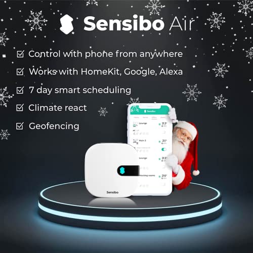 Sensibo Air - Controlador Inteligente para A/C. Certificado Apple HomeKit. Instalación en 60 s. Mantiene el Confort y Ahorra energía. Compatible con Google, Alexa, Apple HomeKit y Siri