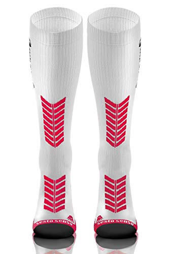 Sesto Senso 3 Pares Calcetines de Compresión Deporte Colores Altos Hombre Mujer 39-42 3 Pack Blanco