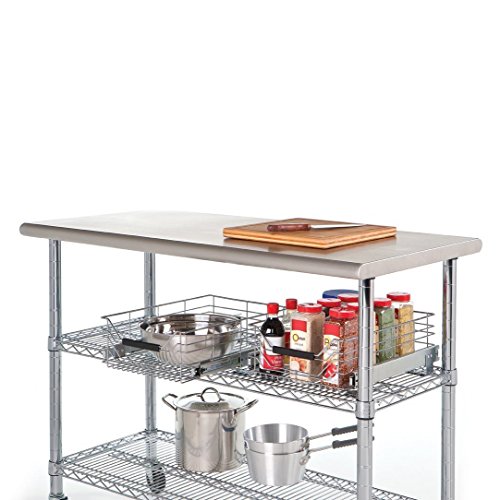 Seville Classics Mesa de trabajo de grado comercial de acero inoxidable estante de alambre de cocina certificado NSF, 49 pulgadas de ancho x 24 pulgadas de profundidad x 35 pulgadas de alto, cromo