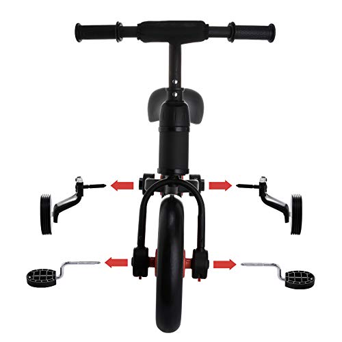 Sfeomi Bicicleta de Equilibrio para Niños 12 Pulgadas Bici para Niños con Pedales Desmontables Bicicleta de Equilibrio Infantil con Rueda Auxiliar (Rojo)